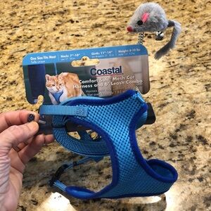 Coastal Comfort Soft Mesh Cat Harness and 6" Leash Combo ~with A Free Cat Toy…